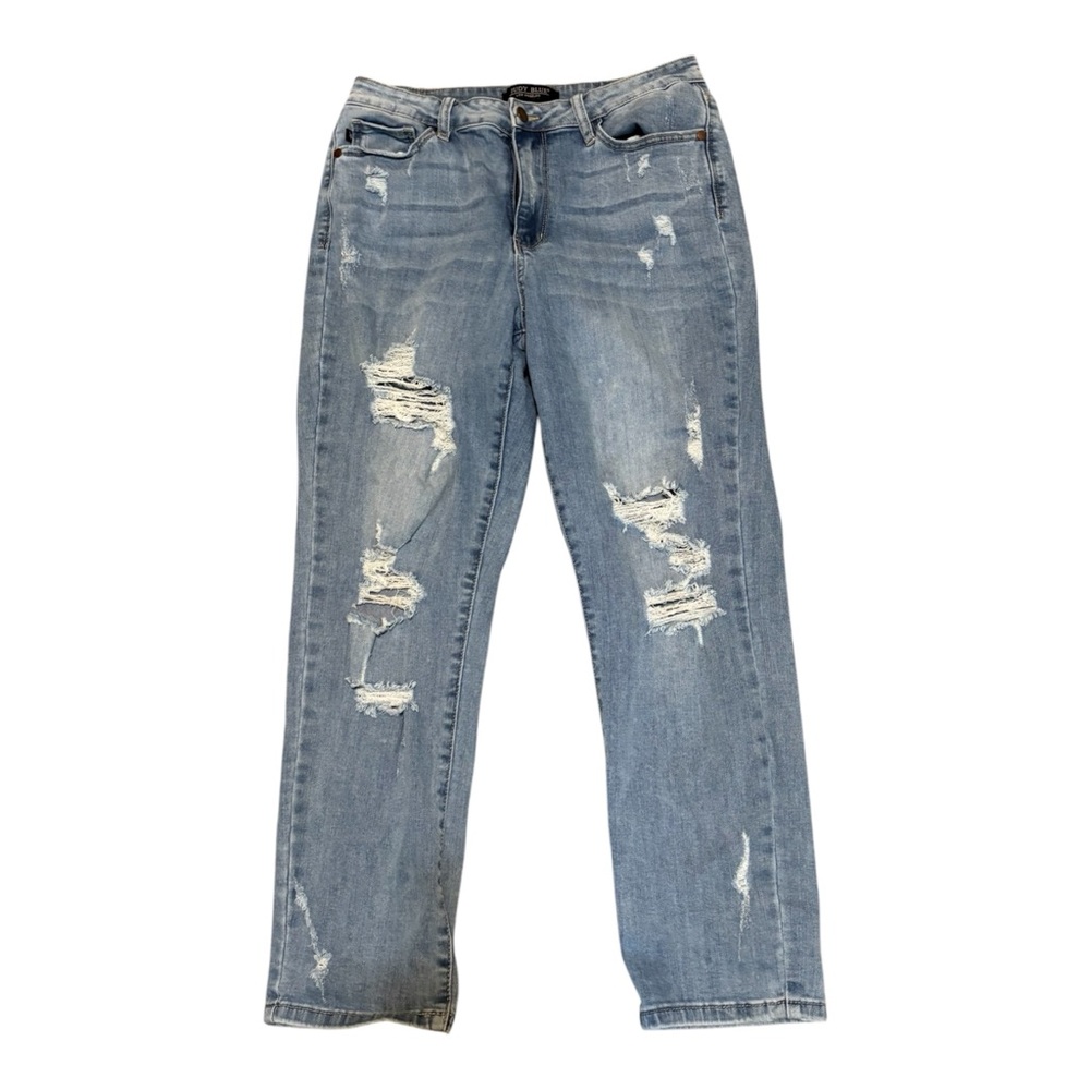 Judy Blue Light Blue Distressed Boyfriend Jeans